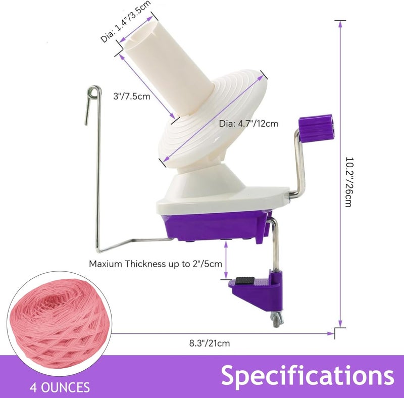 Ayasee Yarn Ball Winder, Yarn Winder Knitting Set Hand Operated Ball Winder with Tabletop Clamp for Yarn Storage (22) (Purple) - Image 2